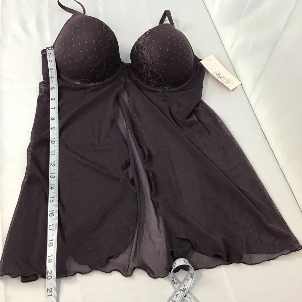 Gilligan & O'Malley Purple Sheer Babydoll Nightgown Split Front Lingerie - Picture 9 of 12